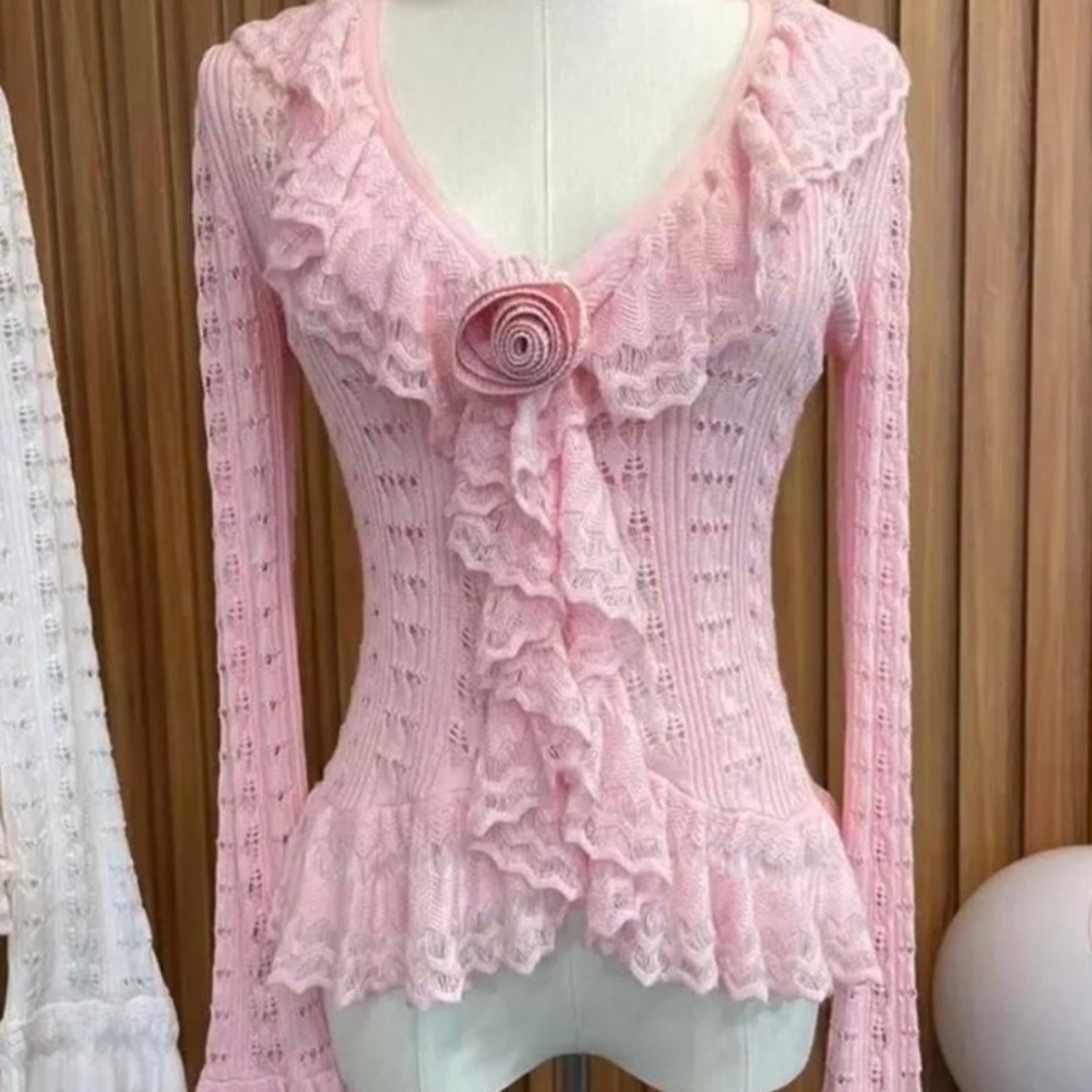 Pink crochet knit top